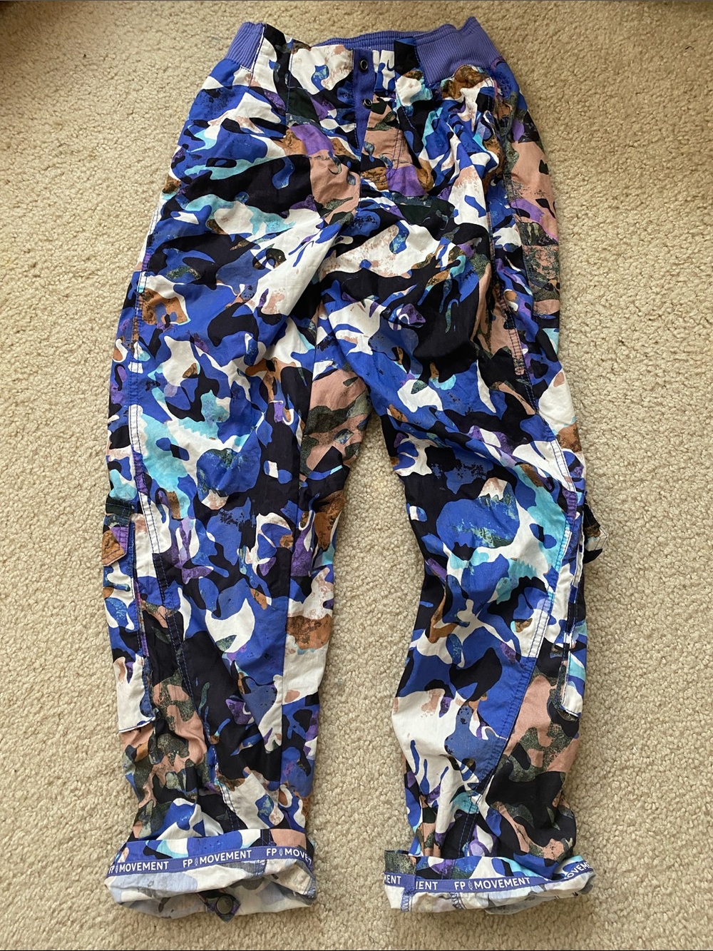 FP movement Blue Multi Camo Print Jogger Pants S